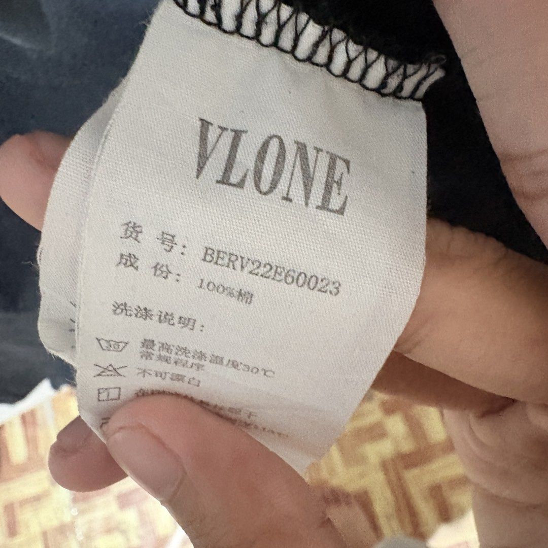 VLONE GRAY SHIRT (Category: Activewear) located in Manila. Submitted by laypartosa (Listing ID 1462972309, Image 3). Description: Selling my VLONE shirts Vlone Big V Logo Tee - Black/Grey with neck tags and wash tags Signs of wear/distress shown in pics RFS: declutter .