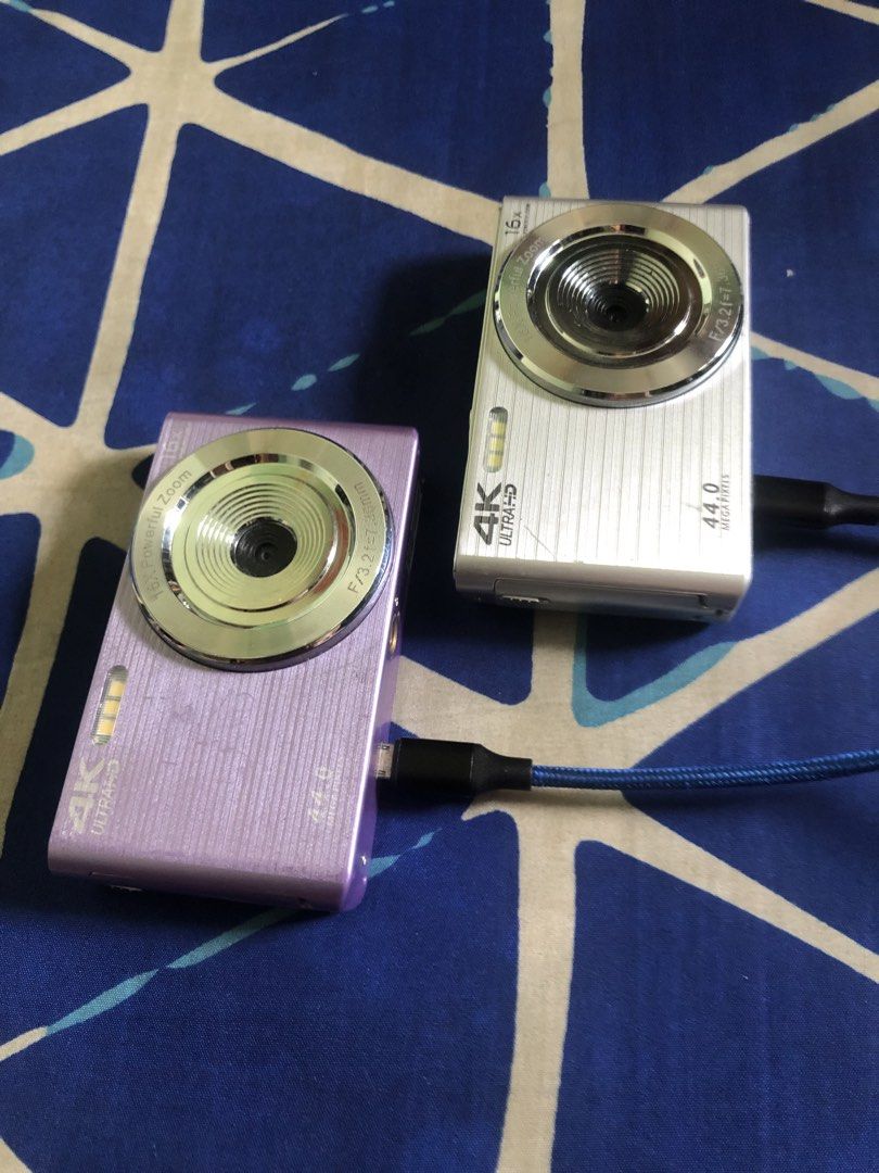 Vtek 4K digital cameras (Category: Cameras) located in Quezon City. Submitted by markgolveo (Listing ID 1462911476, Image 1). Description: Vtek 4K digital cameras Set pair sale only Both has no batteries tested only via charging cables No sd cards included Pink one works properly good screen Silver working powers on bad screen defective screen.