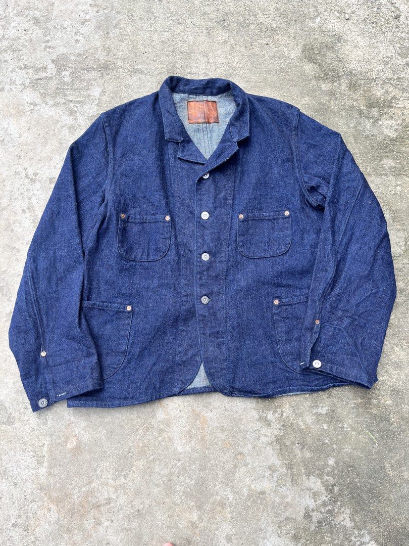 WAREHOUSE & CO. Unsanforized chore denim jacket (Category: Coats, Jackets and Outerwear) located in Bacoor. Submitted by 4103archivalgarmentph (Listing ID 1463019021, Image 1). Description: - Classic indigo denim work jacket - Brand: WAREHOUSE & CO. - Made in Japan - Leather patch on inside collar - Four front pockets - Button closure - Ideal for layering -copper rivet -no issue -as new -21w -27L -unsanforized (mabalbon).