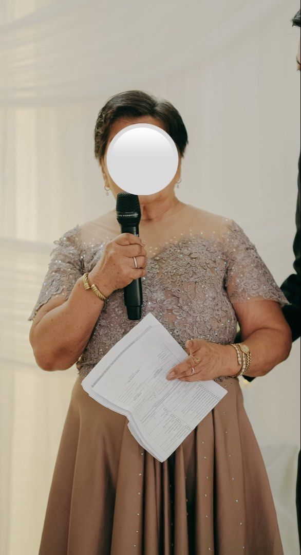 Wedding Gown, Suit, Entourage Gowns (Category: Evening dresses & gowns) located in Taguig. Submitted by kgoxx (Listing ID 1463009066, Image 3). Description: Selling my wedding gown + husband’s suit & vest. 💖 Both are custom-made and have been professionally dry cleaned. 👰🏻‍♀️ Wedding Gown - Corset, full lace top & sleeves - Drop waist, pleated skirt with 2 side pockets - Mikado fabric - Bust: 35-36” | Waist: 28-29” | Full length: 58” 🤵🏻‍♂️ S