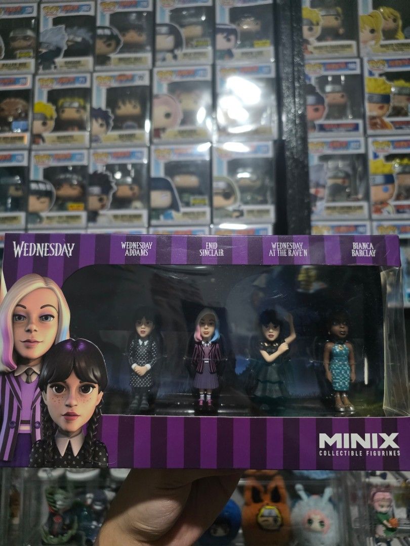 Wednesday MINIX Collectible Figurines Set (Category: Designer & Blind Box Toys) located in Manila. Submitted by kielvillacrusis143 (Listing ID 1462944034, Image 1). Description: - Set of Wednesday Minix collectible figurines - sealed.
