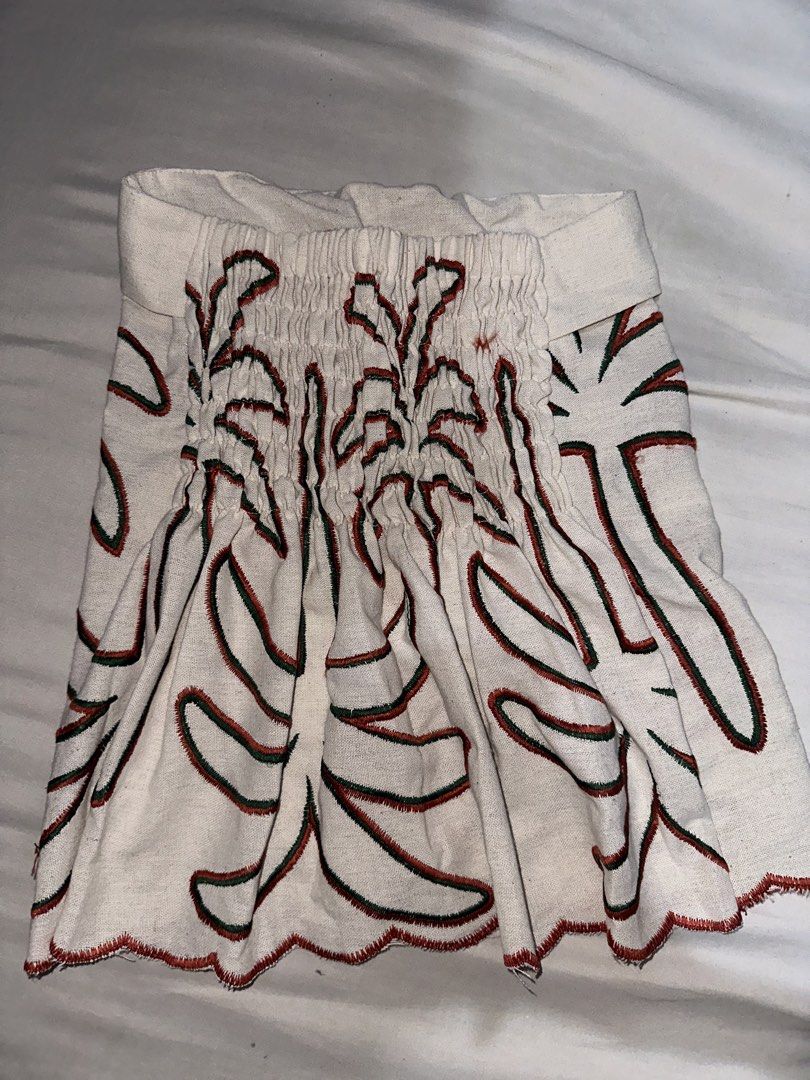 White Embroidered Palm Tree Tube Top (Category: Blouses) located in Manila. Submitted by etain.xo (Listing ID 1463028016, Image 2). Description: - Tube top - Embroidered palm tree design with red and green stitching - Scalloped hemline - Ideal for a beachy or tropical vibe - Fits small to medium.