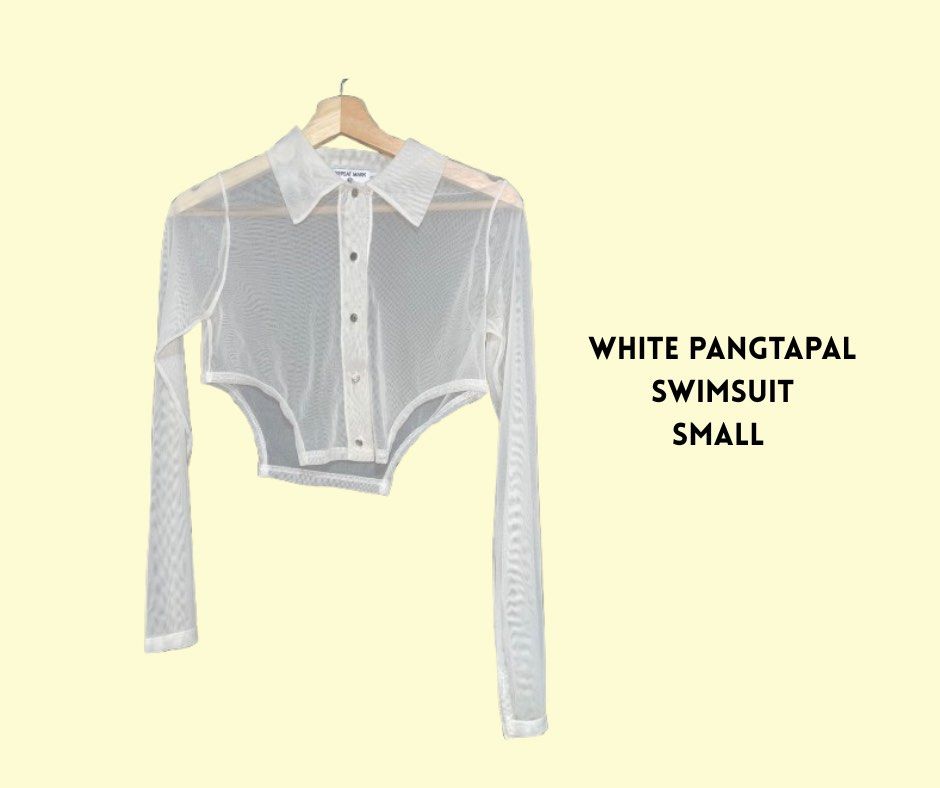 white sheer mesh long-sleeve button-up crop top (Category: Others Tops) located in Manila. Submitted by bybangii (Listing ID 1463004982, Image 1). Description: .