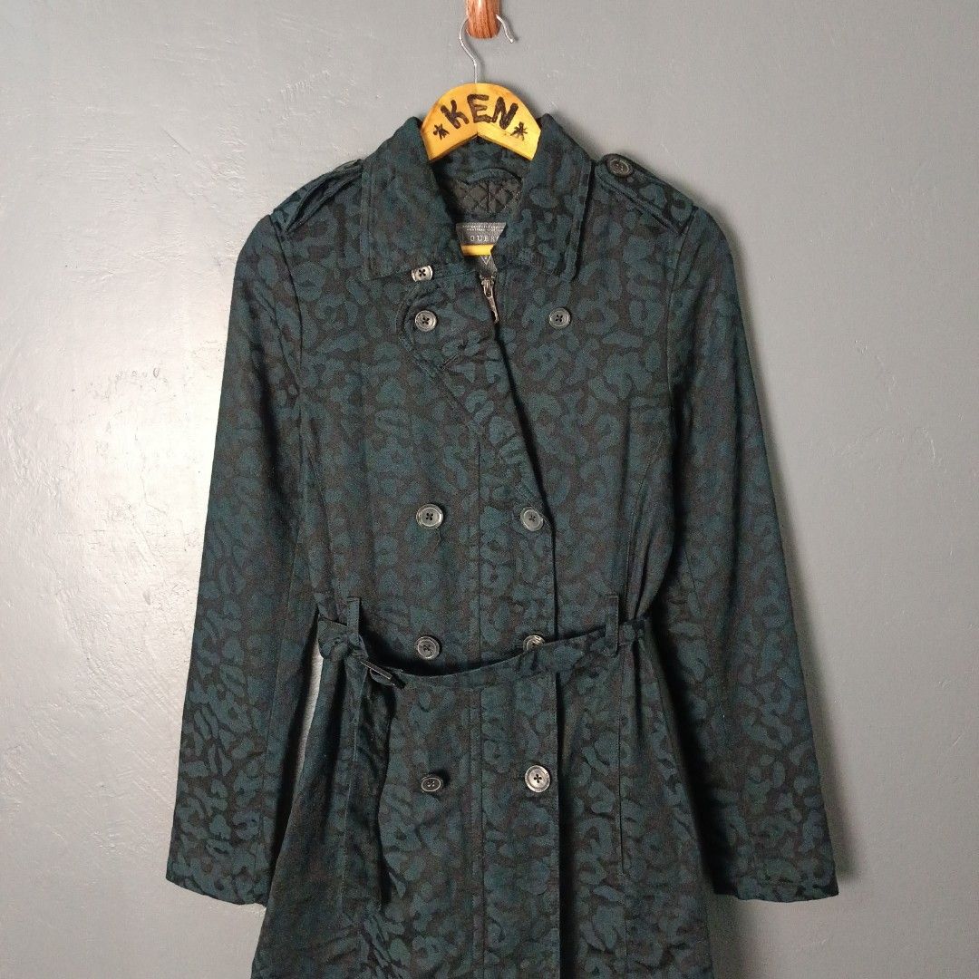 Women's - GUESS (Category: Coats, Jackets and Outerwear) located in Bacolod City. Submitted by drop.ph (Listing ID 1463031209, Image 1). Description: Guess - Belted Trench Coat Authentic *Colour: Dark Teal *Size XS - 16.5x32 *Excellent *No Flaws *Price: 1,000php *Add SF if outside Bacolod City.