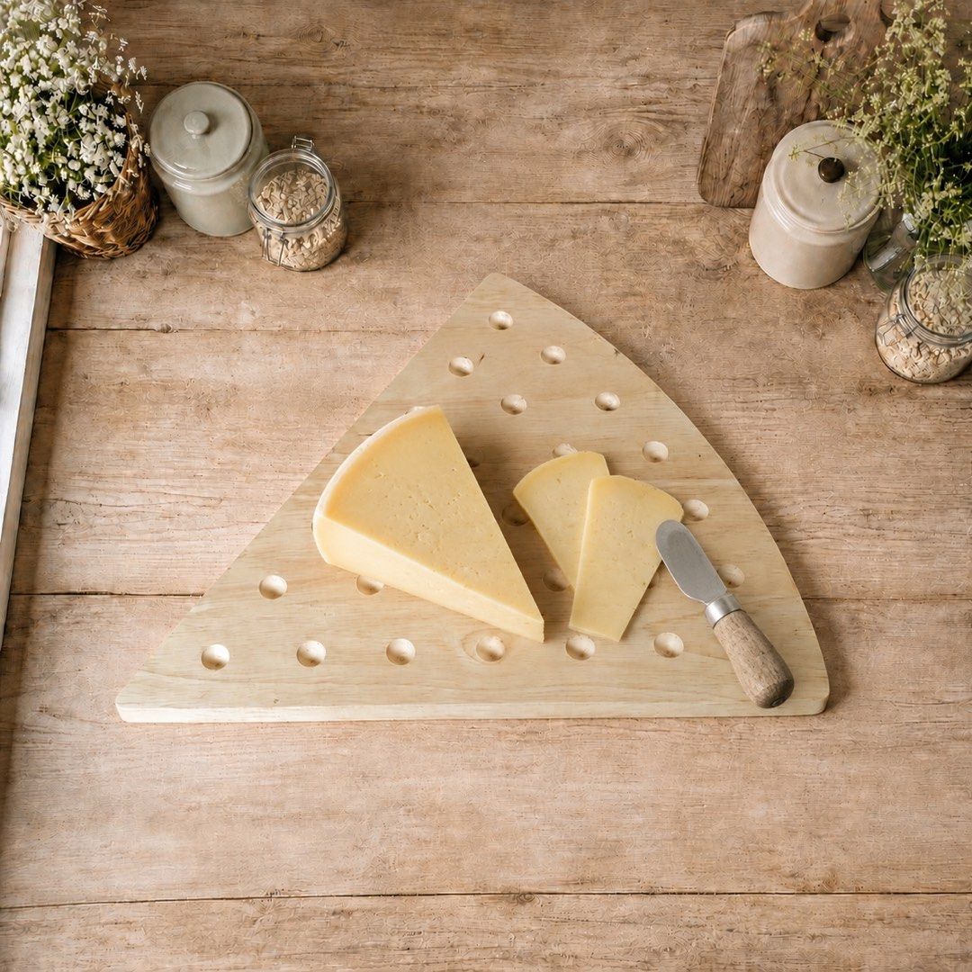 Wooden Cheese Cutting Board (Category: Other Kitchenware & Tableware) located in Quezon City. Submitted by handpickedecors (Listing ID 1462950019, Image 1). Description: Wooden Cheese Cutting Board 180.00 Size: 12.5”H x 12”L.