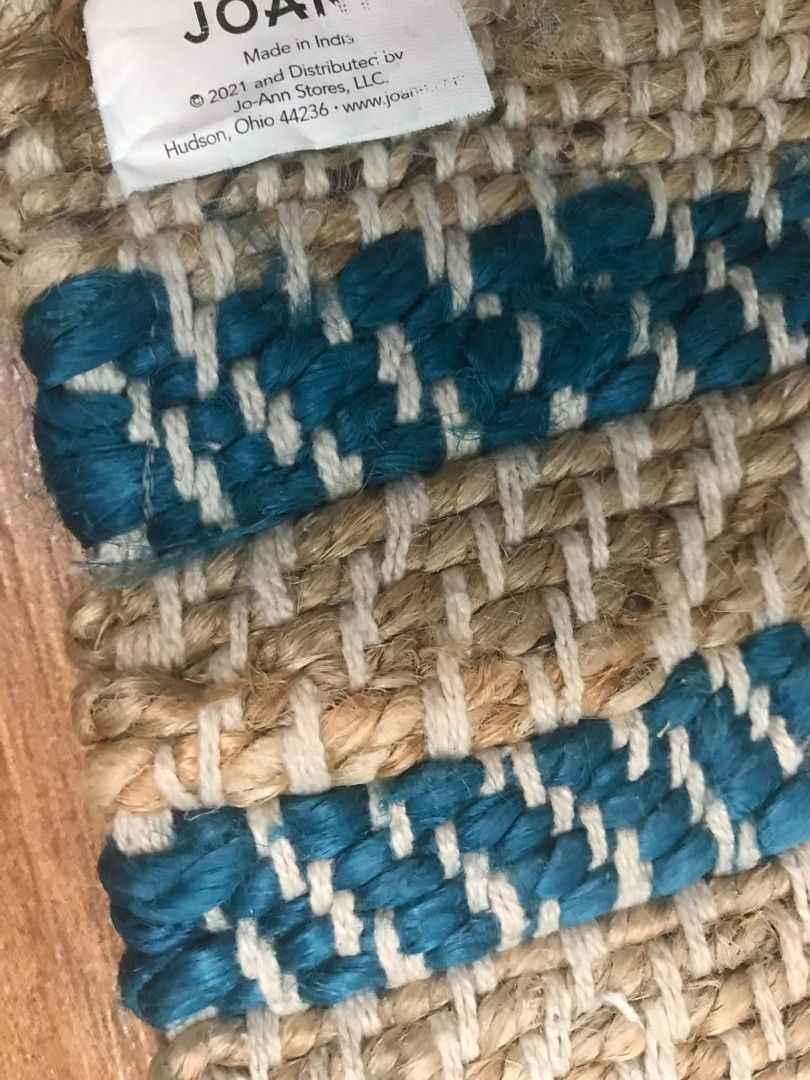 Woven Rug with Tassels (Category: Carpets, Mats & Flooring) located in Imus. Submitted by stop_shop7 (Listing ID 1462955786, Image 2). Description: - Woven rug with stylish blue stripes - Features charming tassels - Handcrafted in India - Perfect for adding texture and warmth - Ideal for entryways, kitchens, or any small space.