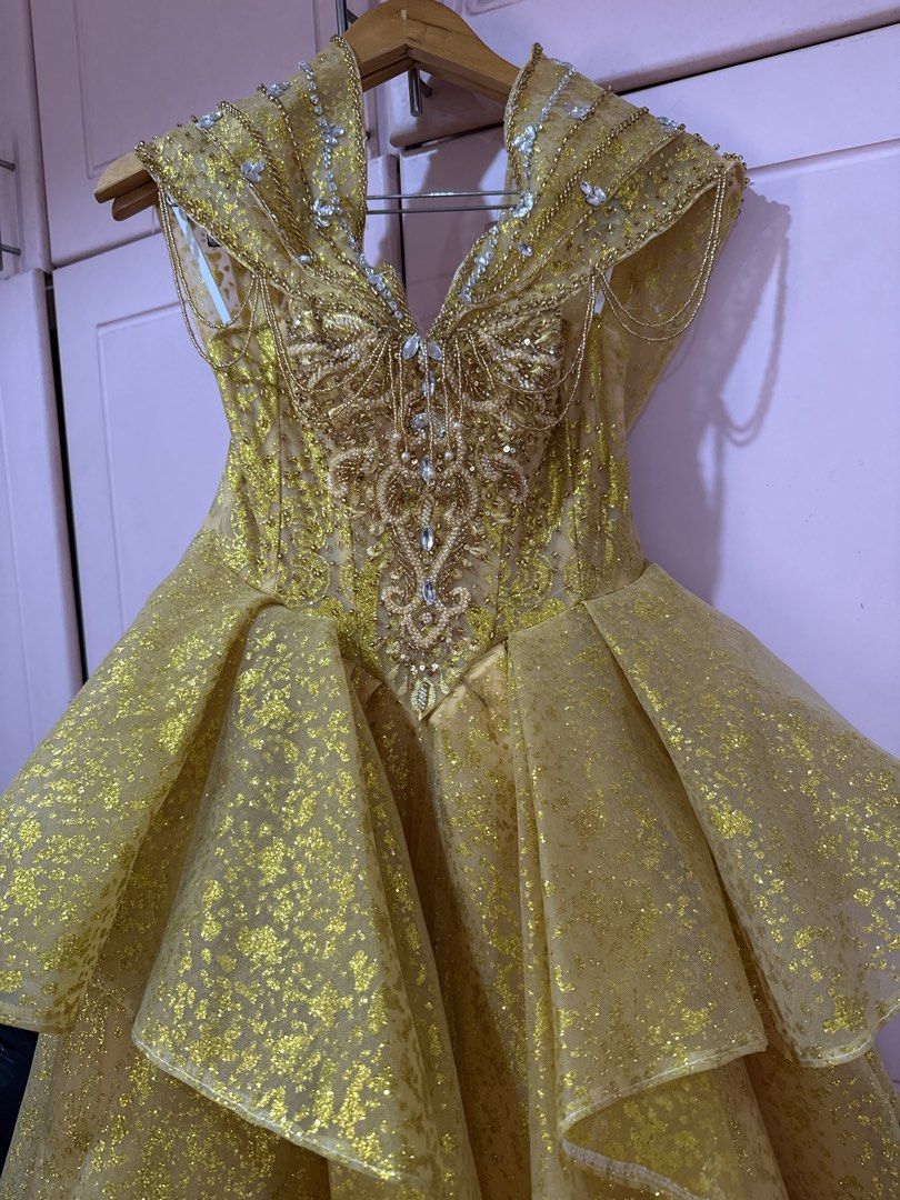 Yellow Ball Gown For Rent (Category: Evening dresses & gowns) located in Las Pinas. Submitted by whistlesnowbells (Listing ID 1462981995, Image 3). Description: - Lace-up back for adjustable fit - Can fit Small To Medium - Ideal for formal events, pageants, or themed parties - Worn only once for birthday Rental fee: 2,000 Security deposit: 1,000 (Refundable) PM for more details .