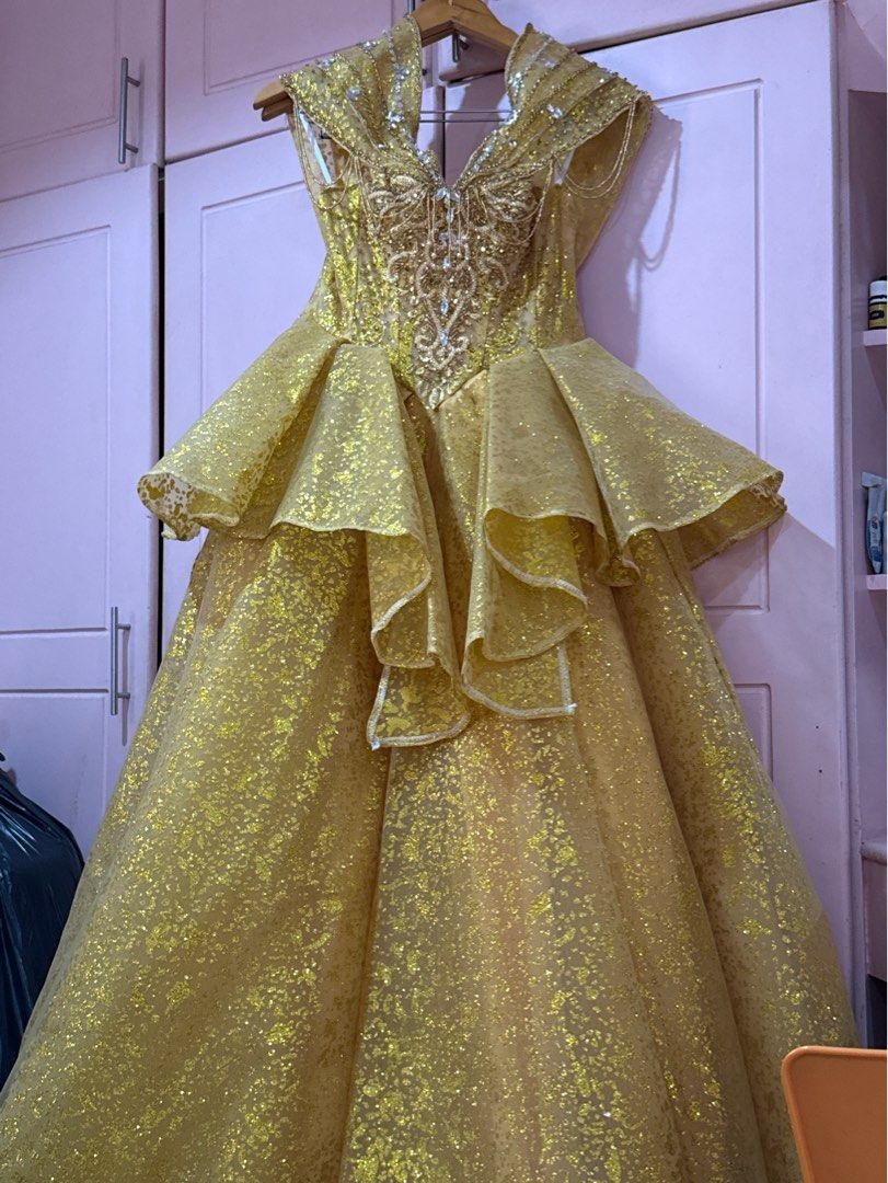 Yellow Ball Gown For Rent (Category: Evening dresses & gowns) located in Las Pinas. Submitted by whistlesnowbells (Listing ID 1462981995, Image 2). Description: - Lace-up back for adjustable fit - Can fit Small To Medium - Ideal for formal events, pageants, or themed parties - Worn only once for birthday Rental fee: 2,000 Security deposit: 1,000 (Refundable) PM for more details .