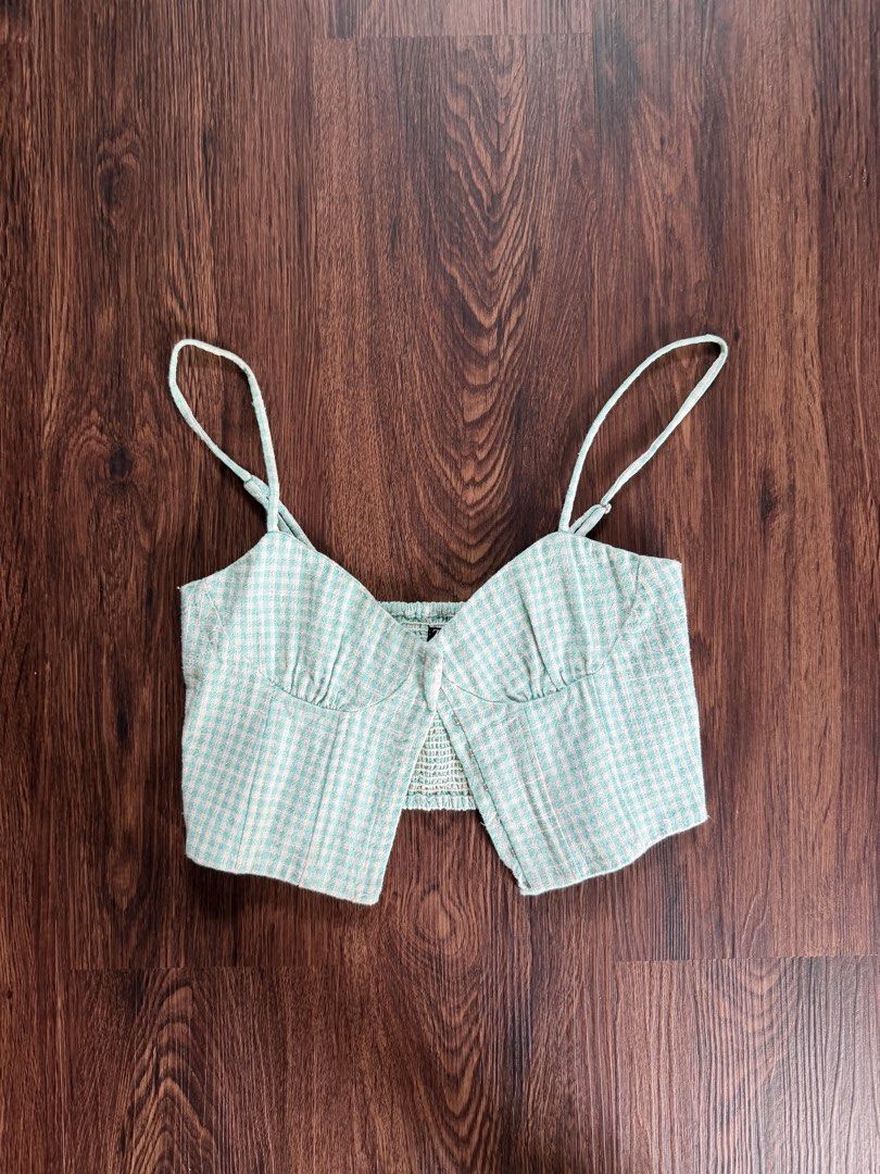 Zara gingham corset top (Category: Sleeveless) located in Pasig City. Submitted by curatedbymaria (Listing ID 1462927252, Image 1). Description: One of my fave tops .
