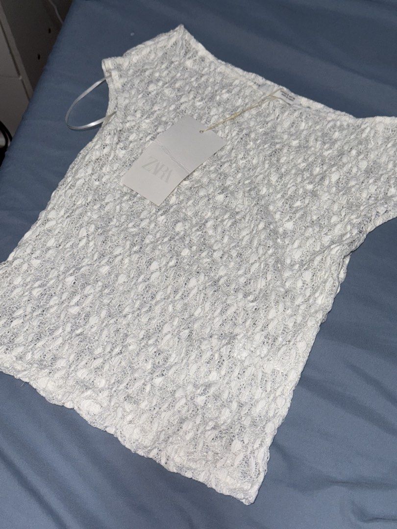 [FREE SF] zara lace boat neck top (small) (Category: Shirts) located in Quezon City. Submitted by peppersclosett (Listing ID 1463067534, Image 3). Description: - brand new with tag, never worn - no ww photos :( - maribank bpi gotyme ub - lalamove j&t grab 🏷️ brandy melville h&m mango rejude cariño phia miu isa the label love bonito the editor’s market.