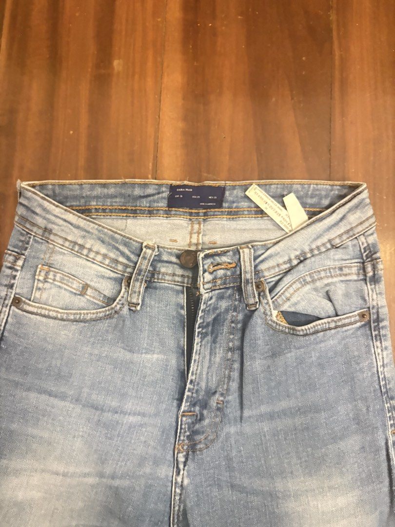 Zara Man Jeans (Light Blue & Grey) (Category: Jeans) located in Paranaque City. Submitted by max_bully014 (Listing ID 1462971536, Image 2). Description: - Two pairs of Zara Man slim fit jeans - Available in light blue and grey washes - Versatile staple pieces for any wardrobe.