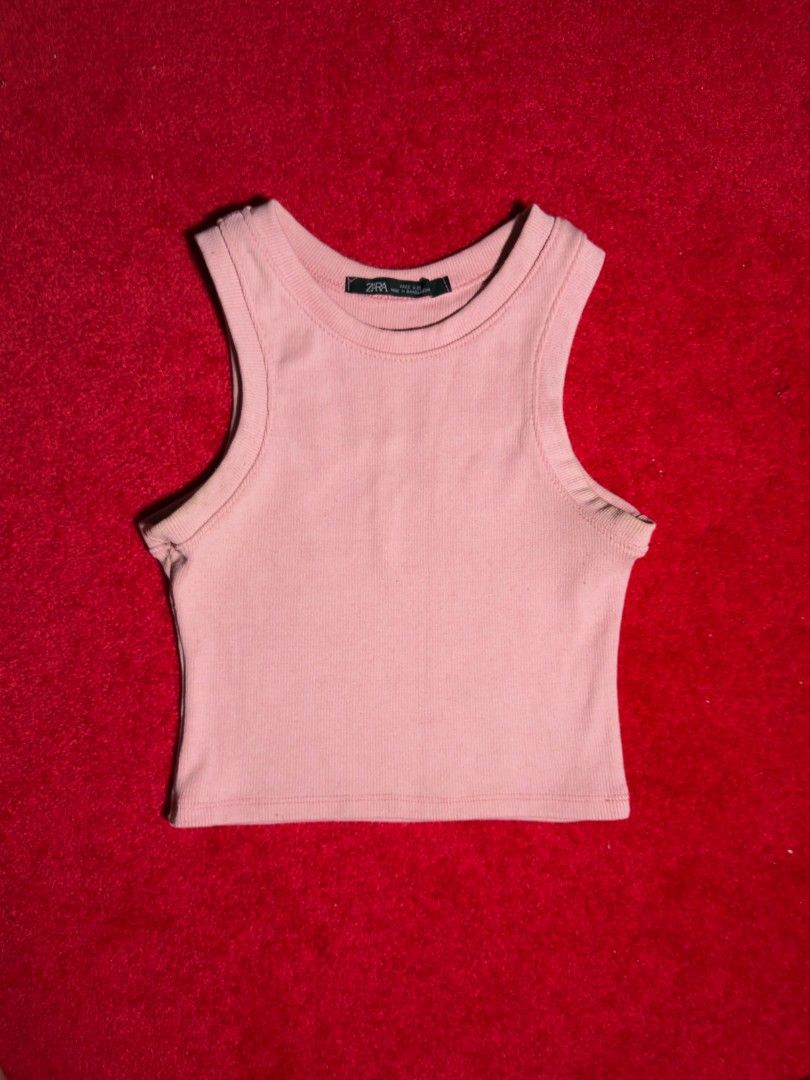 Zara Pink Ribbed Cropped Tank Top (Category: Sleeveless) located in Makati City. Submitted by ydeolch (Listing ID 1463089427, Image 1). Description: Simple, cute, and effortlessly easy to style in a pretty pink shade. 🎀 ✿ Size: Small (S) ✿ Condition: Lightly Used ✿ Ribbed cropped design ✿ Sleeveless with a rounded neckline ✿ Stretchy material for a comfortable fit 💌 Message me for measurements 📌 RFS: Decluttering 📌 Color may vary depending on