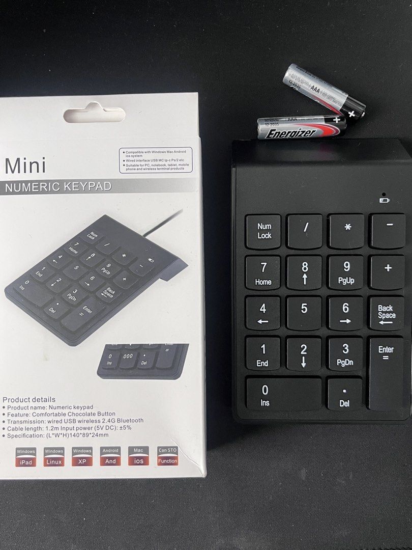Zeus 2.4GHz Wireless Numeric Keypad Numpad Z-533 (Category: Computer Keyboard) located in Taguig. Submitted by graceeeee. (Listing ID 1462939055, Image 1). Description: - Zeus Z-533 Mini Wireless Numeric Keypad / Numpad - 35 Keys for efficient data entry - Reliable 2.4GHz Wireless Connection - Compatible with Windows, Mac, and Android devices - Ideal for laptops and desktops - Batteries included for immediate use - No issues, used a few times for
