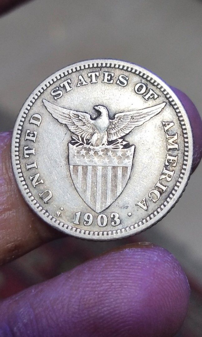 1903s 20c Uspi (Category: Currency) located in Manila. Submitted by bjie2700446238 (Listing ID 1463229833, Image 1). Description: Keydate/Rare Sharp details pa Hard to find Low mintage.
