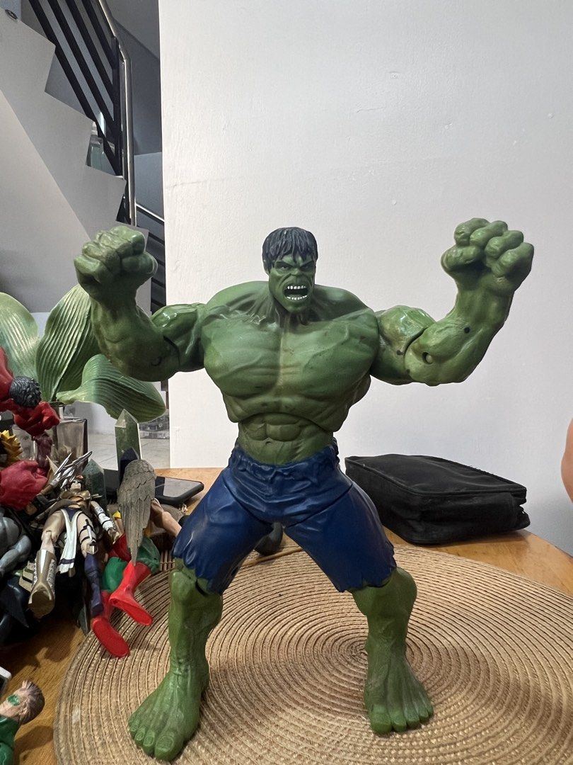 2008 Marvel Hulk Action Figure Hasbro (Category: Action & Battle Toys) located in Bocaue. Submitted by kwon_017 (Listing ID 1463127668, Image 1). Description: - Big green Hulk action figure - Ready for action with fists up - Made by Hasbro in 2008 - Approximately 12 inches tall - Minor paint scuffs on chest and back - Otherwise in good shape - Great for any Marvel fan's collection.