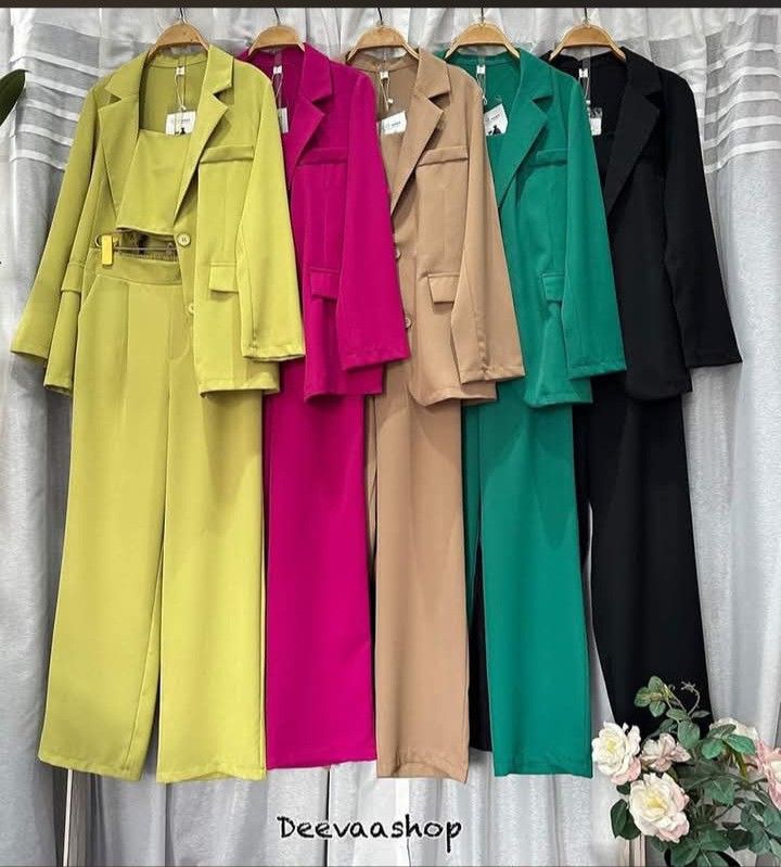 3 in 1 Coordinates (Category: Coats, Jackets and Outerwear) located in Manila. Submitted by nikita02_kara (Listing ID 1463151933, Image 1). Description: 📌Bkk Coordinates Blazer sando inner trouser pants assorted colors.freesize.