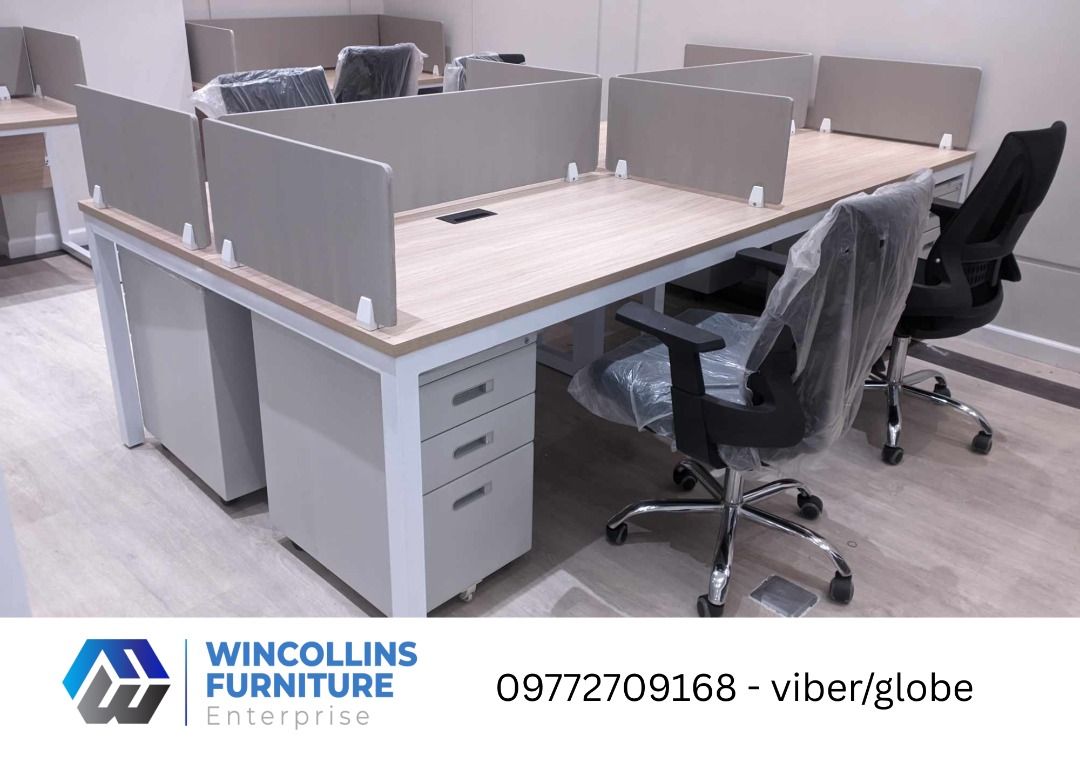 4 SEATERS MODULAR WORKSTATION TABLE WITH DIVIDER PARTITION (Category: Tables & Sets) located in Caloocan City. Submitted by wincollins34516 (Listing ID 1463146451, Image 2). Description: MODULAR WORKSTATION CUBICLES OFFICE PARTITION 📩 For inquiries and a FREE quotation, message us today! Ms. Mia 📱 09772709168 📘 Wincollins Furniture Enterprise Direct Suppliers We offer: ✔️ Customized Reception Table ✔️ Gang Chairs ✔️ L-Shape Executive Table ✔️ 