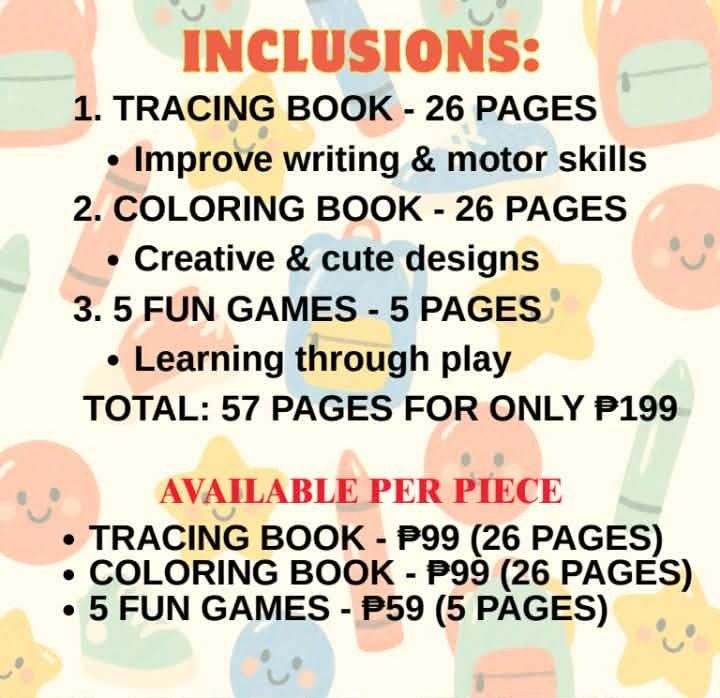 ABC ANIMAL MEGA BUNDLE - 57 PAGES (Category: Children's Books) located in Caloocan City. Submitted by leslieanndigital (Listing ID 1463252022, Image 2). Description: HELLO MOMMIES/TEACHERS Keep your kids learning & entertained! ABC MEGA BUNDLE FOR ONLY 199 PESOS Perfect for ages 3-6! ✓ 26 Tracing Pages ✓ 26 Coloring Pages ✓ 5 Fun Learning Games TOTAL: 57 PAGES 📥 INSTANT DOWNLOAD AFTER PAYMENT You will get 1 Google Drive Link with all PDFs Print 