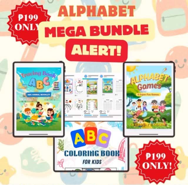 ABC ANIMAL MEGA BUNDLE - 57 PAGES (Category: Children's Books) located in Caloocan City. Submitted by leslieanndigital (Listing ID 1463252022, Image 1). Description: HELLO MOMMIES/TEACHERS Keep your kids learning & entertained! ABC MEGA BUNDLE FOR ONLY 199 PESOS Perfect for ages 3-6! ✓ 26 Tracing Pages ✓ 26 Coloring Pages ✓ 5 Fun Learning Games TOTAL: 57 PAGES 📥 INSTANT DOWNLOAD AFTER PAYMENT You will get 1 Google Drive Link with all PDFs Print 