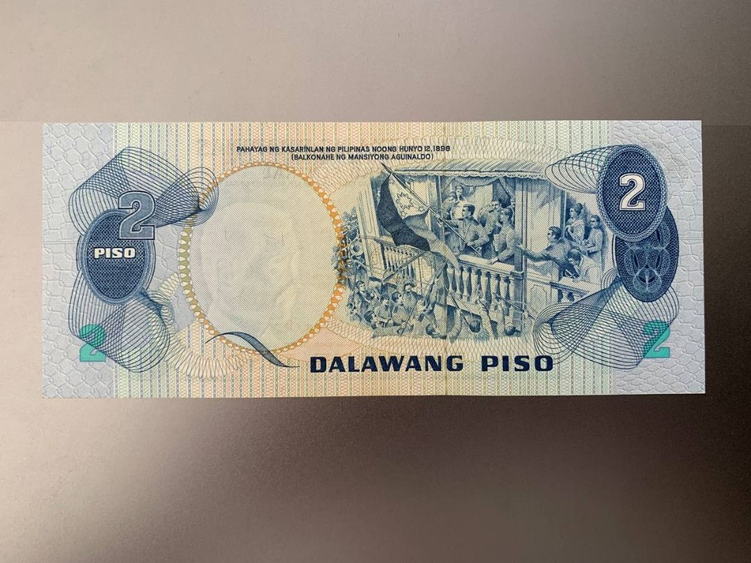 ABL - 2 peso UNC (first prefix) (Category: Currency) located in Indang. Submitted by vykolektor (Listing ID 1463186610, Image 2). Description: ABL 2 peso Marcos-Licaros A prefix (first prefix) UNC.