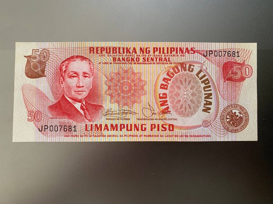 ABL - 50 peso UNC (Category: Currency) located in Indang. Submitted by vykolektor (Listing ID 1463185766, Image 1). Description: 50 ABL Marcos-Laya UNC.