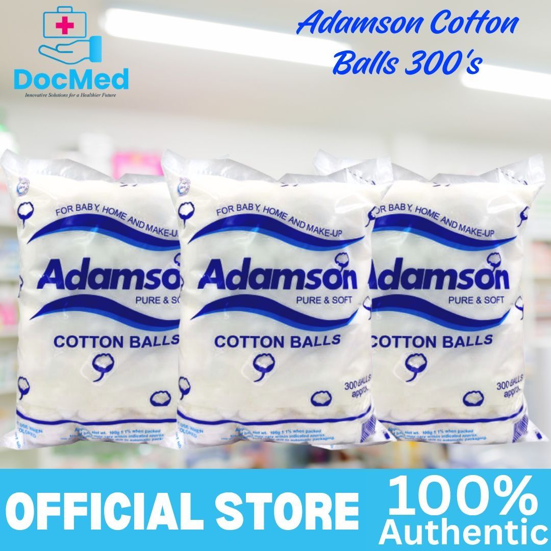ADAMSON COTTON BALLS 300's (Category: Medical Supplies & Tools) located in Quezon City. Submitted by zee_010200 (Listing ID 1463218616, Image 3). Description: - Brand: Adamson - Quantity: 300 balls per pack - Material: Pure & Soft Cotton - Uses: Ideal for baby care, home use, and makeup application.