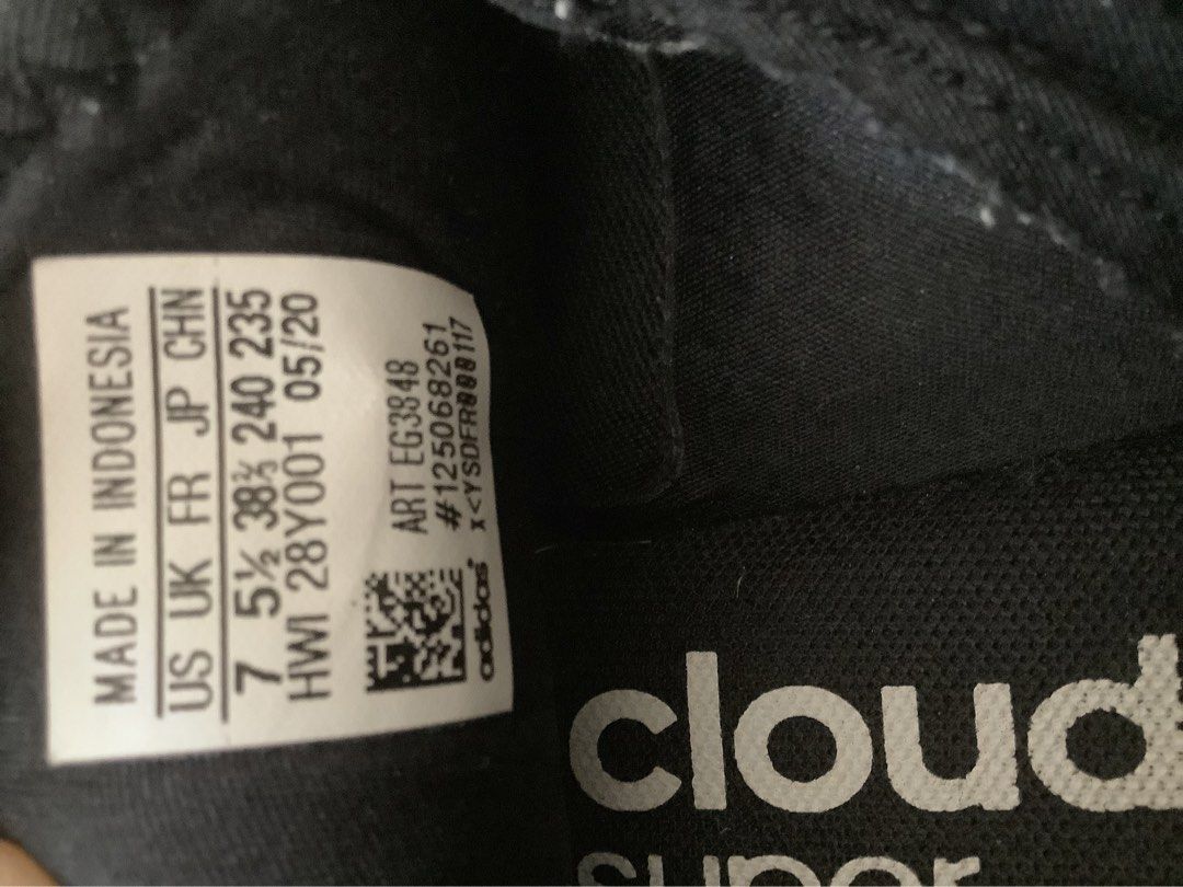 Adidas Cloudfoam Running Shoes (Category: Sneakers) located in Quezon City. Submitted by allthingsprelovedandbranded (Listing ID 1463144926, Image 2). Description: - Brand: Adidas - Color: Black with Grey Stripes - Features: Cloudfoam cushioning for ultimate comfort - Closure: Lace-up - Origin: Made in Indonesia - Size: 7 US Women's - Ideal for: Running, workouts, or casual wear.