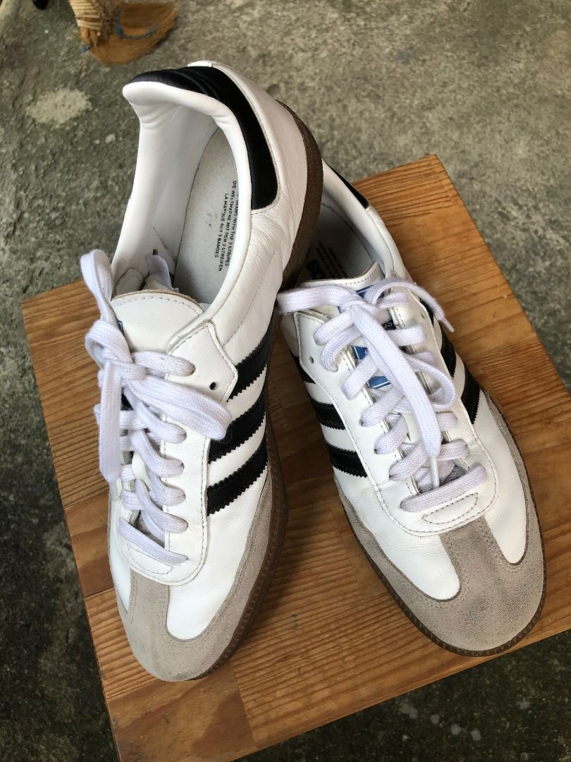 Adidas Samba The 3-Stripe OG for Men (Category: Sneakers) located in Calamba. Submitted by marjoh29436 (Listing ID 1463262653, Image 1). Description: This is a classic pair of adidas Samba OG Shoes “Cloud White / Core Black / Gum” colorway, T-Toe Design to distinct light grey suede overlay reinforcing the toe area, Signature Branding to serrated black leather 3-Stripes running along the smooth white leather upper, Classic Sole the ionic dark gum 