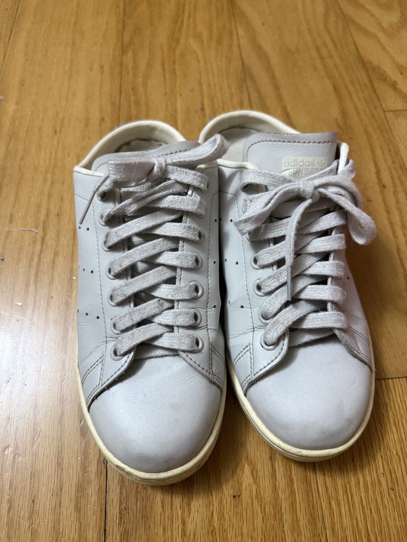 Adidas Stan Smith Mule Shoes (Category: Sneakers) located in Quezon City. Submitted by declutter1ngmama (Listing ID 1463224060, Image 1). Description: - Adidas Stan Smith Mule Shoes - Color: Light Grey - Style: Easy slip-on, perfect for casual wear - Condition: Some signs of wear on soles and insoles (please check photos for details).