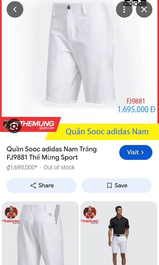 ADIDAS WHITE WOVEN SHORT (freeshipping) (Category: Shorts) located in Quezon City. Submitted by gyl-stop (Listing ID 1463281244, Image 2). Description: free shipping 36-40 x 22 excellent condi cr: 9.8/10 issue: none.