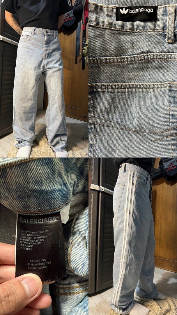 Adidas x Balenciaga Pants (Category: Jeans) located in Angono. Submitted by odd.fitt (Listing ID 1463297915, Image 1). Description: Size 32 on tag 34W 44L 10H Minimal stains, unnoticeable.