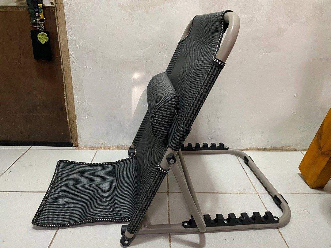 Adjustable Folding Back Support Chair (Category: Chairs) located in Bulacan. Submitted by dienn_ (Listing ID 1463166144, Image 1). Description: - Portable folding chair - Adjustable backrest for comfort - Folds flat for easy storage - Lightweight and easy to carry still nego.