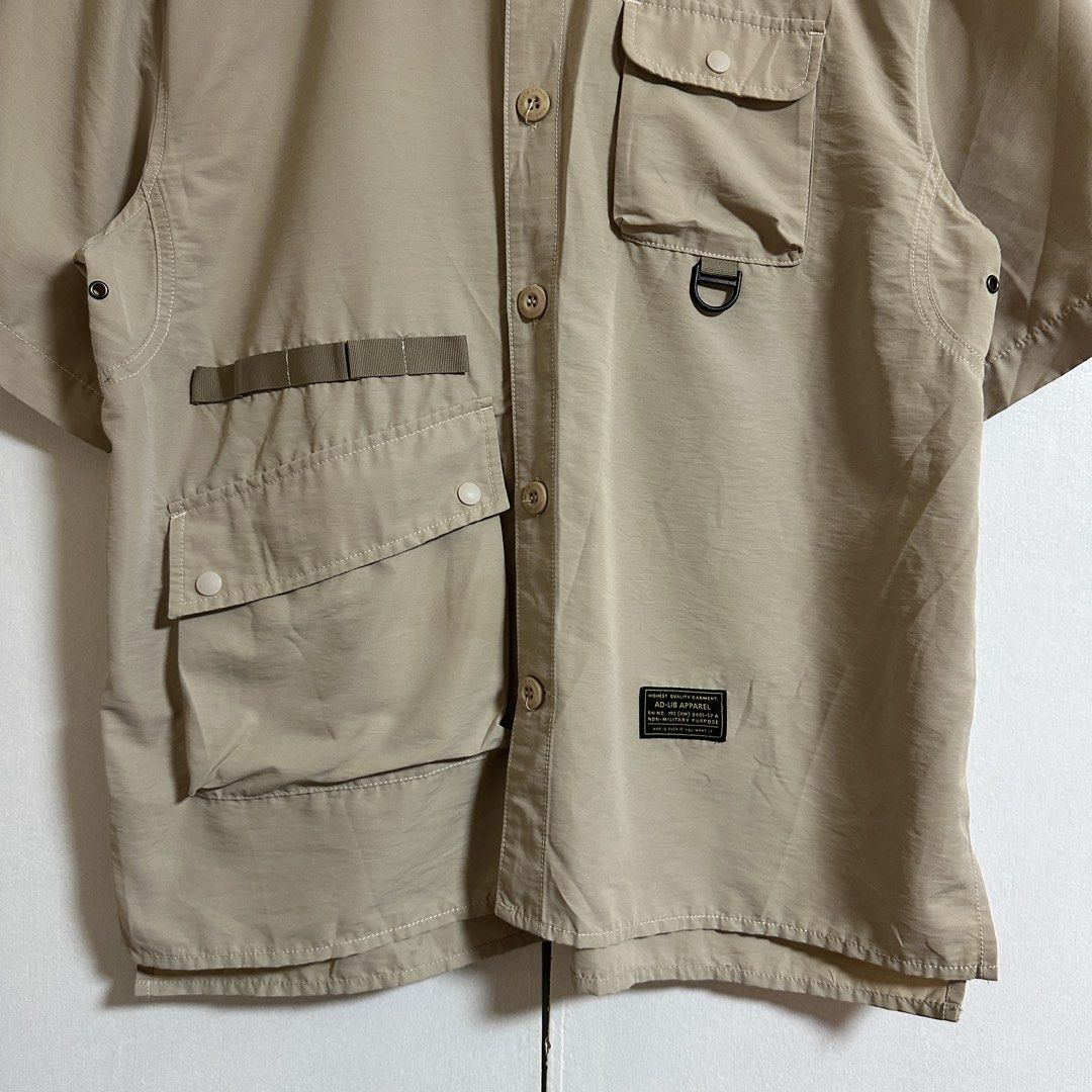 AD-LIB Multi-pocket Utility Shirt - Beige (Category: Tshirts & Polo Shirts ) located in General Trias. Submitted by seconddegreeco (Listing ID 1463277167, Image 3). Description: AD-LIB Multi-pocket Outdoor Utility Shirt - Beige Small beat fit medium 27-28 length 22 width Excellent ‼️ No issue.
