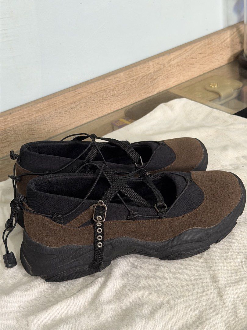 Adorable Projects Zeeva (Category: Loafers) located in Magarao. Submitted by coleeloves_ (Listing ID 1463141406, Image 1). Description: - Adorable Projects Zeeva Platform Shoes - Color: Brown and Black - Unique criss-cross strap design with buckle closure - Elasticated back with drawstring for a snug fit - Chunky sole for comfort and style - Ideal for everyday wear.