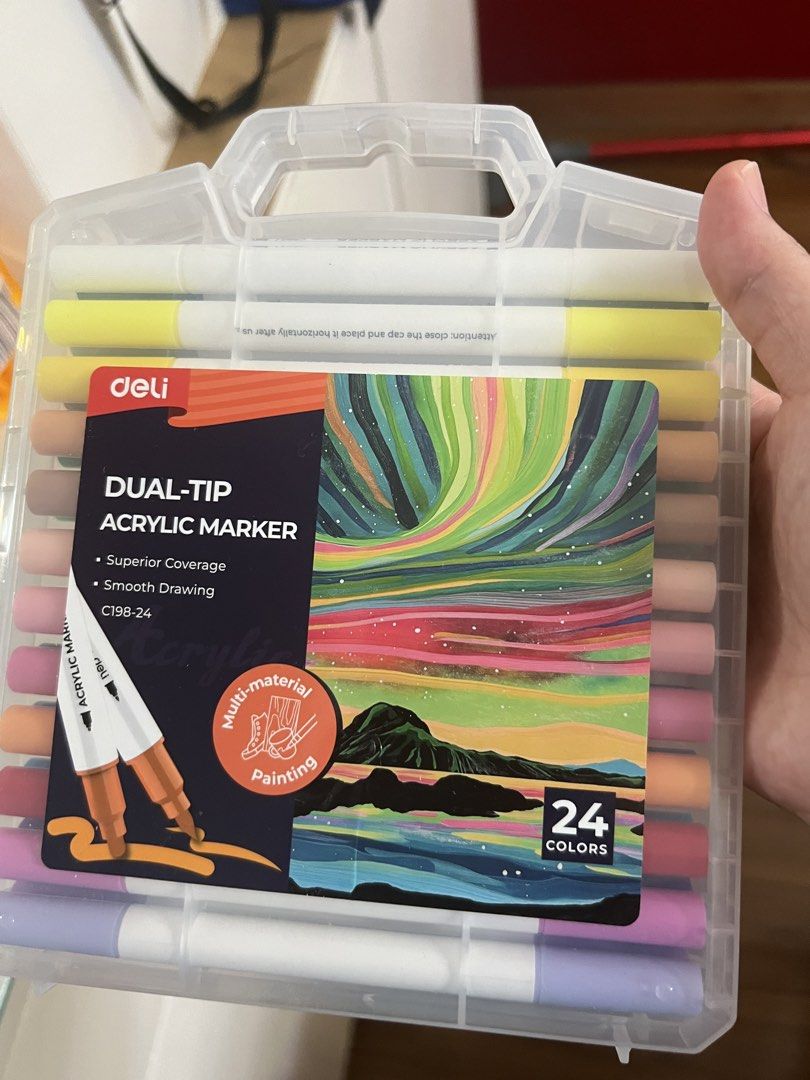 Alcohol + Acrylic Markers and coloring book (Category: Craft Supplies & Tools) located in Manila. Submitted by rhearhea17 (Listing ID 1463231840, Image 3). Description: Used a few times. Coloring book - colored 4-5 pages. RFS: Need funds.