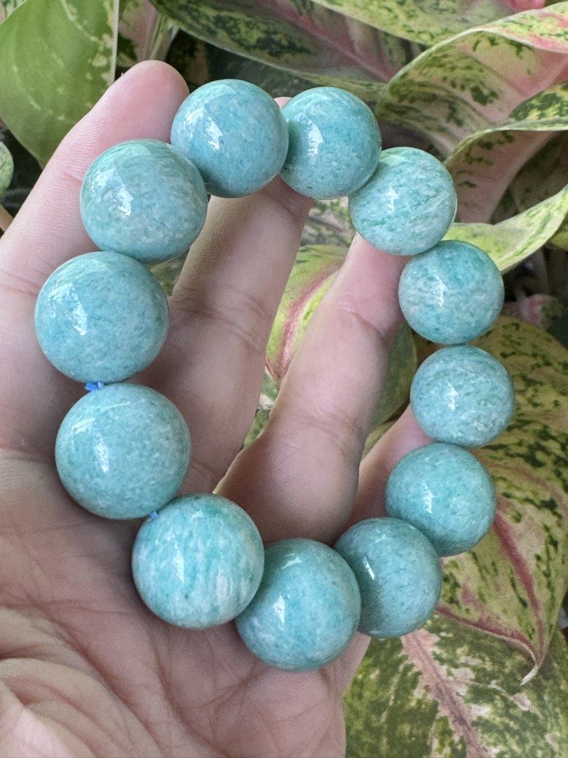 AMAZONITE BRACELET 🫐 B9_JC076 (Category: Precious Stones) located in Bulacan. Submitted by selling_low_by_bella_ben (Listing ID 1463190929, Image 2). Description: AMAZONITE 🫐 B9_JC076 🏷️ 1200 18mm bead size 16.5 cm wrists.