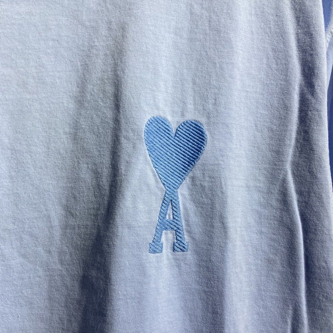 Ami Embrioded Heart A Logo (Category: Tshirts & Polo Shirts ) located in Roxas City. Submitted by gudstealz (Listing ID 1463303174, Image 3). Description: Ami Embrioded Heart A Logo Condition: 9.2/10 Color rate: 9.2/10 Issue: Stain inside & at the back (Color may vary due to lighting) - Size: Large Measurements: Length 28.5 Width 22.