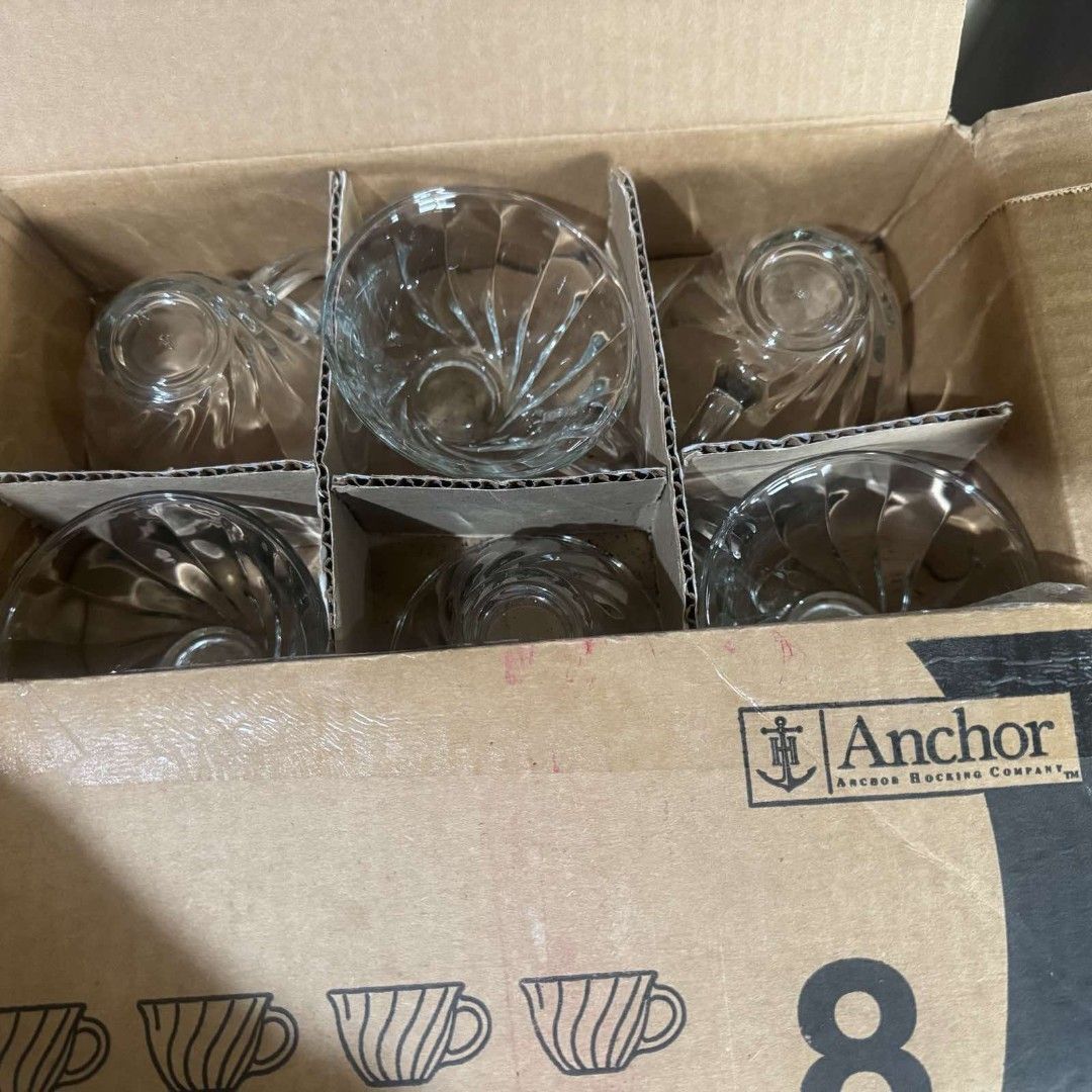 Anchor Hocking Clear Punch Glass (Category: Coffee & Tea Tableware) located in Consolacion. Submitted by luxekerei (Listing ID 1463308799, Image 3). Description: - vintage clear glass punch cup with an optic swirl design from Anchor Hocking. - 7 pcs.