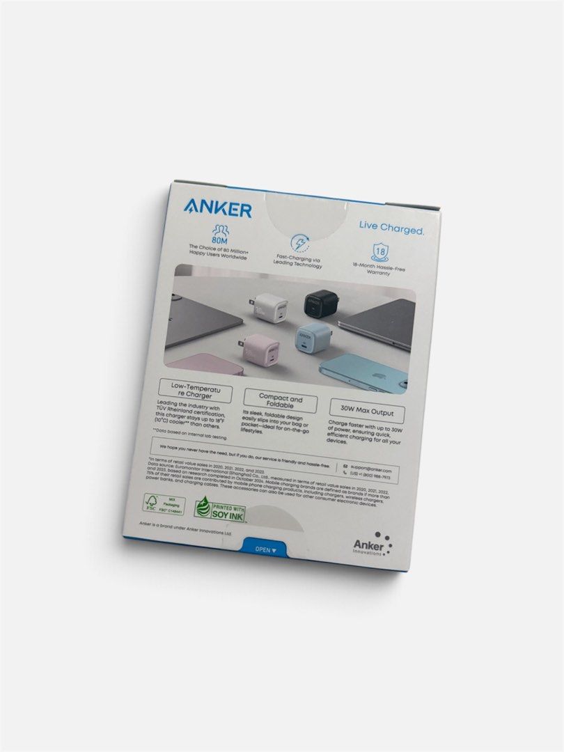 Anker Zolo PD 30W (Category: Chargers & Cables) located in Quezon City. Submitted by rainbowshoppe016 (Listing ID 1462707498, Image 3). Description: Linited stocks Small size. BIG POWER! 💙💗 ✨ Available Colors: 💗 Pink 💙 Blue ✅ 30W Fast Charging ✅ GaN Technology ✅ Foldable Plug ✅ Ultra Compact & Portable ✅ Compatible with iPhone, iPad & Android models.