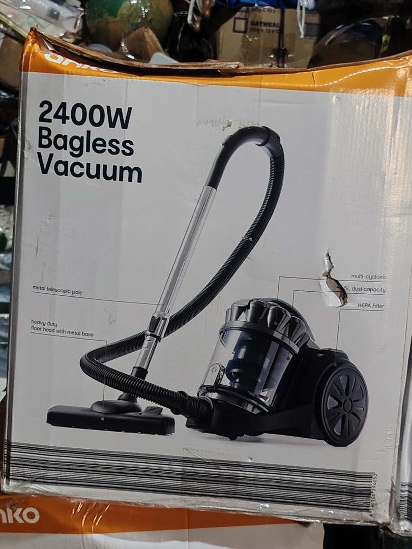 Anko Bagless Vacuum Cleaner (Category: Vacuum Cleaner & Housekeeping) located in Abucay. Submitted by cristineca20489 (Listing ID 1463283317, Image 1). Description: - Powerful 2400W motor for deep cleaning - Bagless design with large 5L dust capacity - Multi-cyclonic technology for efficient suction - HEPA filter captures allergens for cleaner air - Durable metal telescopic pole for adjustable reach - Heavy-duty floor head with metal base for tou