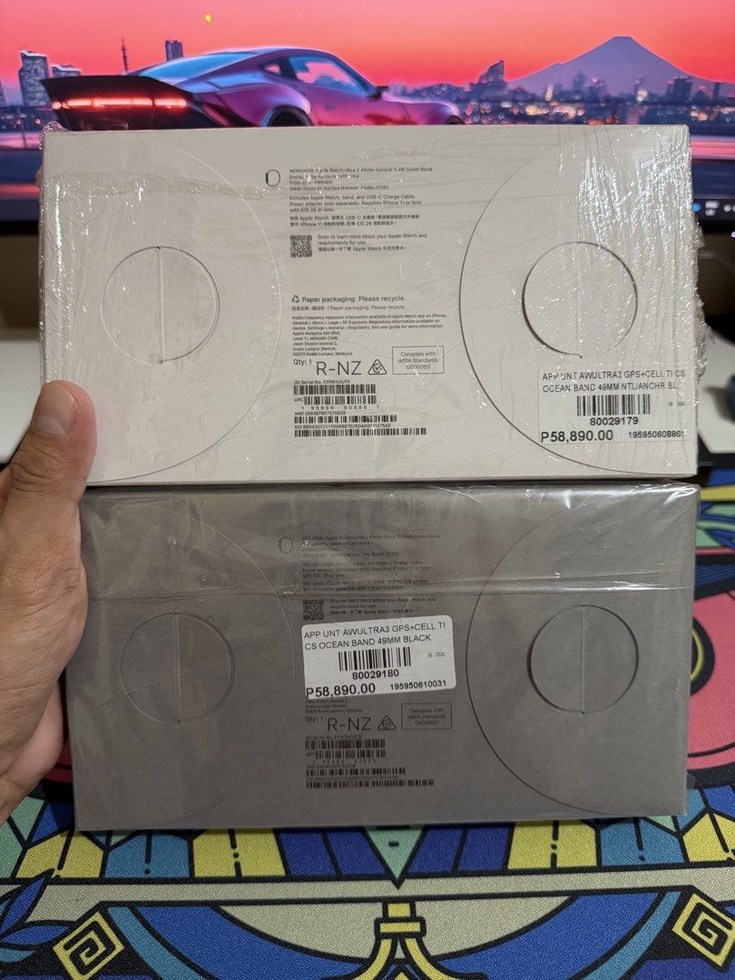 Apple Watch Ultra 3 (Category: Wearables & Smart Watches) located in Pasig City. Submitted by mightymiggy (Listing ID 1463168777, Image 2). Description: For Sale!! Brandnew & Sealed!! Apple Watch Ultra 3 GPS + Cellular Titanium Case Ocean Band / Black / 49MM Apple Watch Ultra 3 GPS + Cellular Titanium Case Ocean Band / Natural Anchor Blue / 49MM Bought from Beyond the Box | NTC - Factory Unlock | Standard Package - 1 Year Apple Warranty Upon Acti