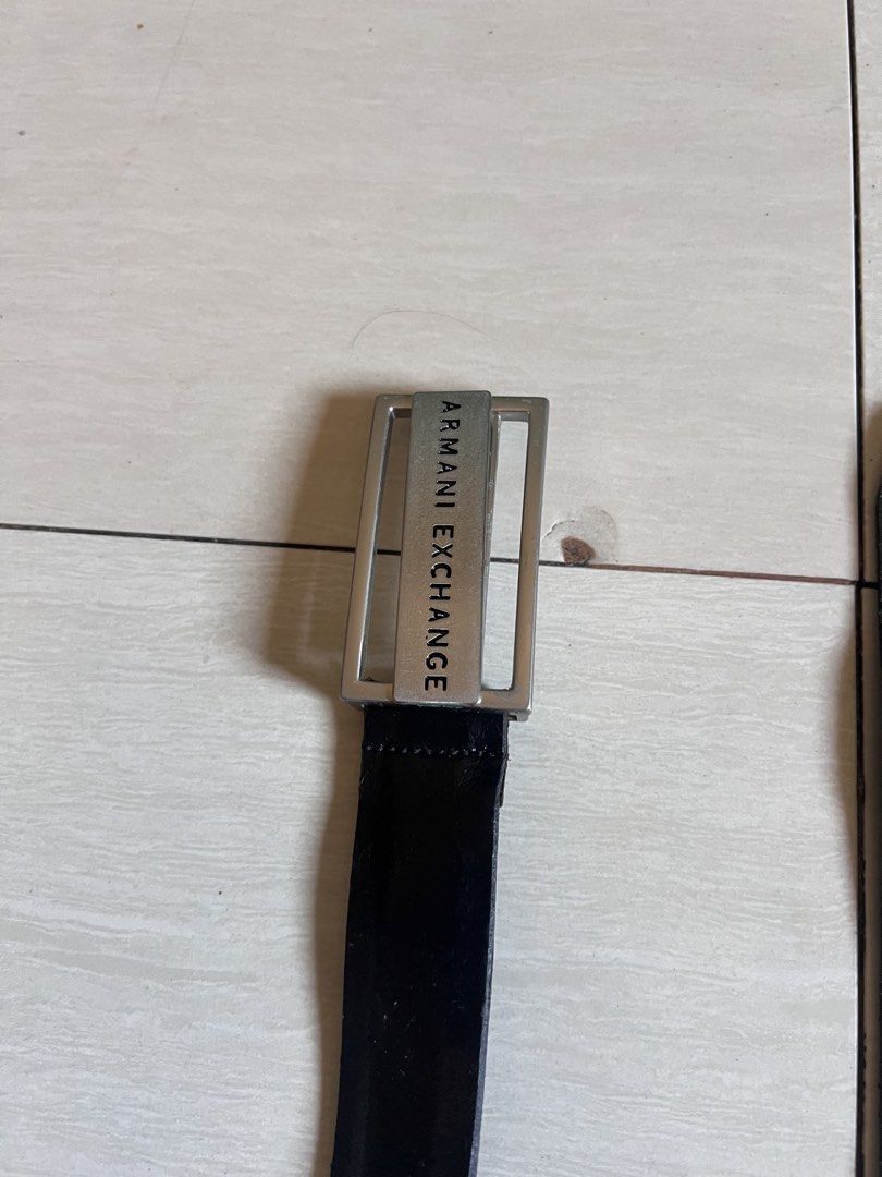 Armani Exchange Black Leather Belt Size 36 (Category: Belts) located in Zamboanga. Submitted by safe.haimer (Listing ID 1463230418, Image 2). Description: - Genuine Armani Exchange black leather belt - Engraved brand name buckle - Plenty of wear left, great for everyday use.