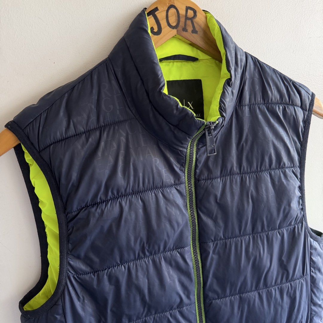 Armani Exchange Monogram Puffer Vest (Category: Coats, Jackets and Outerwear) located in San Fernando. Submitted by jorjorr (Listing ID 1463199763, Image 3). Description: Armani Exchange Monogram Puffer Vest Unisex Small on tag 20 width 27 length Excellent condition No issue P1,699.