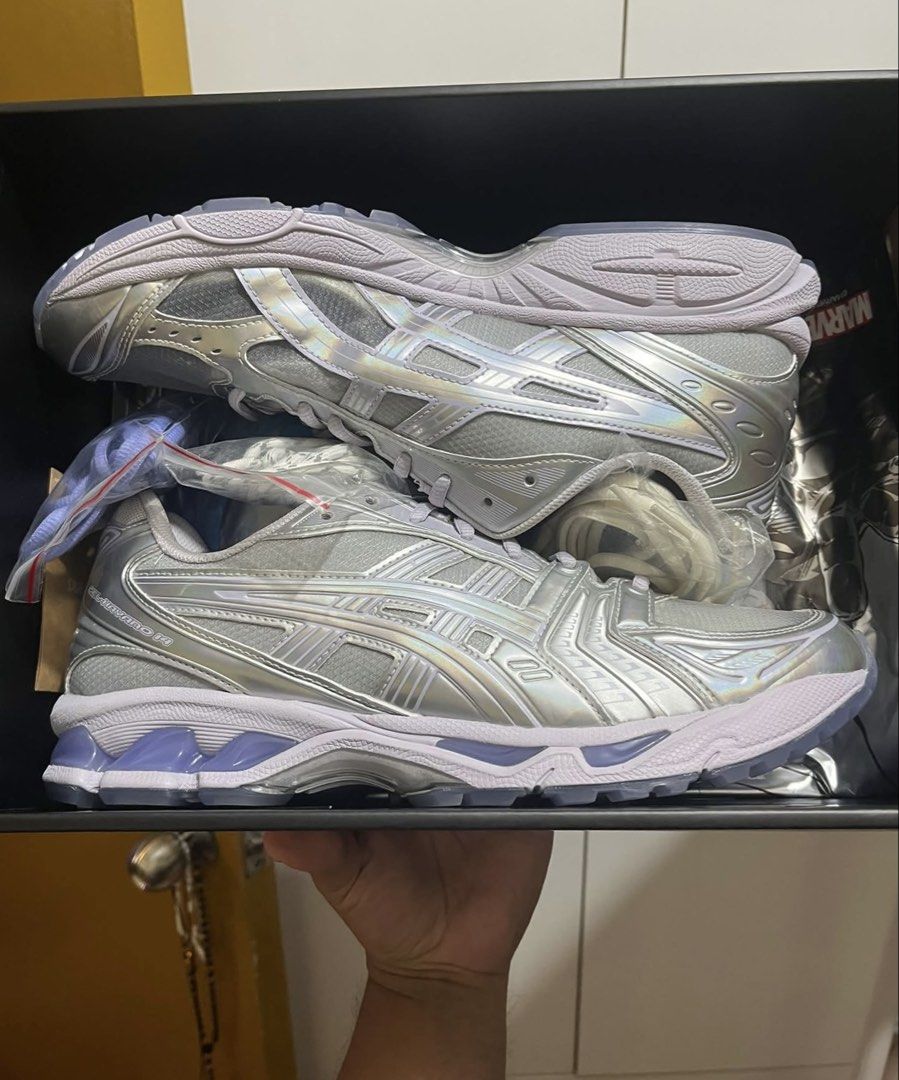 Asics x Kith x Marvel Gel-Kayano 14 “Silver Surfer” (Category: Sneakers) located in Mandaluyong City. Submitted by pepitomanaloto_777 (Listing ID 1463206358, Image 1). Description: WTS! (ptpa) Asics x Kith Gel-Kayano 14 Marvel “Silver Surfer” Brand new (fitted only) Size: 11 Price: 18,000 Location Mandaluyong 📍 MOD: Grab/Lalamove/JNT 🚚 MOP: Gcash/Bdo Transfer 💳 No return/Exchange/Refund ❌ No COD/COP Transaction ❌ Need 50% DP for reservation (N