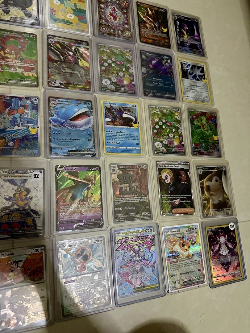 Assorted characters (Category: Raw Cards) located in Singapore. Submitted by chrono_watch_engineers (Listing ID 1463243244, Image 4). Description: Pokemon Cards English: selling all for $50. NOT SELLING AS SINGLES, ONLY AS A SET. Sir, full art, ex, mega ex..
