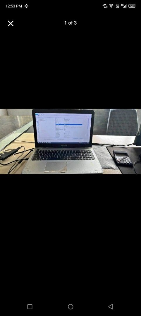 ASUS Laptop Silver (Category: Laptops & Notebooks) located in Manila. Submitted by kisshot (Listing ID 1463256053, Image 1). Description: ASUS X556UA ✅ Intel Core i5-6200U ✅ 12GB DDR3 RAM (Dual Channel) ✅ 128GB SSD ✅ Windows 10 ✅ Good for office work, browsing, light gaming (Roblox, Minecraft, CS2 on low settings) ✅ Upgradeable (RAM/storage expandable, depending on available slots) Issues: No sound (use Bluetooth speaker, USB sound card, or headp