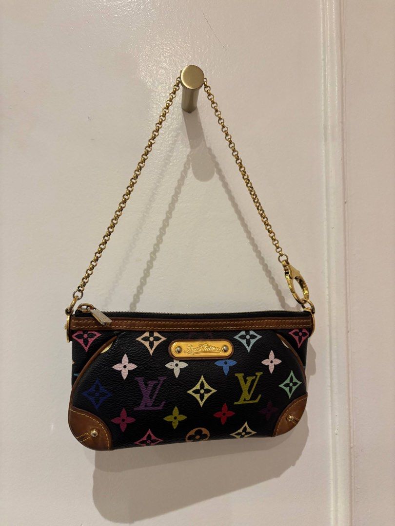 Authentic LV Murakami Black Multicolor Milla Pochette (Category: Luxury Bags & Wallets) located in Quezon City. Submitted by afpar (Listing ID 1463164296, Image 1). Description: With Entrupy authenticity certificate Purchased from 2nd Street Taiwan (reputable vintage store chain, originally from Japan) in 2025 Multicolor is still very vibrant and clear Only used a few times Very rare and hard to source, prices have also gone up recently with the 
