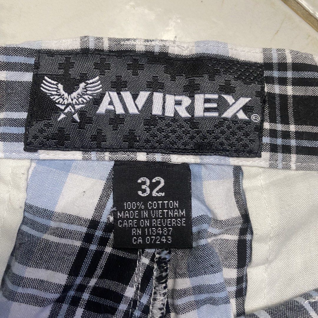 AVIREX Plaid Shorts Size 32 (Category: Shorts) located in Camiling. Submitted by camthrift_2024 (Listing ID 1463167141, Image 3). Description: AVIREX BELOW KNEE SHORTS WAIST: 35 THIGH: 10.5 LENGHT: 25.5 LEG OPENING/HEM: 11 COLOR RATE: 10/10 ISSUE:stain only 350₱ SHIP NOW OPEN FOR TERMS UNLI VOUCH GCASH JNT CAMILING, TARLAC📌 - Brand: AVIREX - Type: Plaid Shorts - Size: 32 Waist - Material: 100% Cotton - Color/Pattern: Blue, Black, and White Plaid