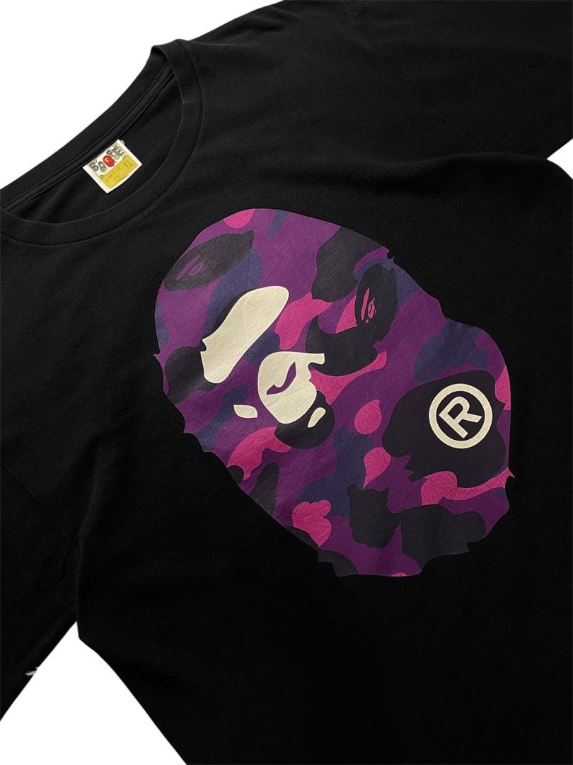 BAPE BIG HEAD MIRROR PURPLE CAMO (Category: Tshirts & Polo Shirts ) located in Cabanatuan. Submitted by rmsdnl (Listing ID 1463235843, Image 2). Description: BAPE BIG HEAD MIRROR PURPLE CAMOU -Complete tags Size xl on Tag best fit large-xl Width-23 Length-29.5 Very Good Condition Issue:Minimal hairline Color rate:9.3 Price:2699.