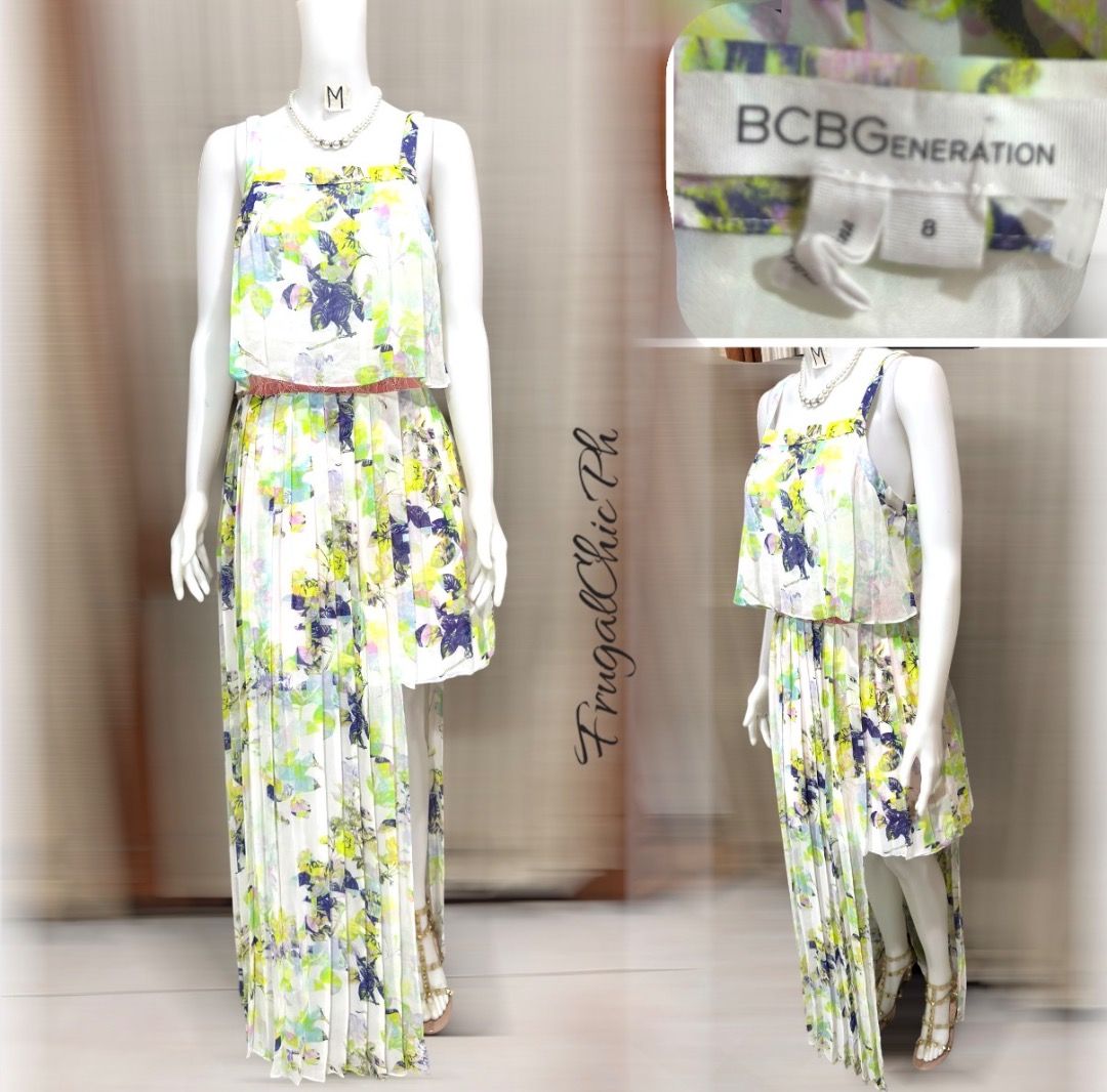 BCBG Generation Floral Maxi Dress Size 8 (Category: Dresses) located in Cotabato. Submitted by thefashionproject88 (Listing ID 1463147611, Image 1). Description: - Beautiful BCBG Generation maxi dress - Vibrant floral print - Layered top design - Flowy pleated skirt - Textured belt detail at the waist - Perfect for summer events or vacation - Size: 8 Brand: Pls Check Photo Details Style: HQ Dress Condition: EUC ☝🏻accessories not included ✌️Low B